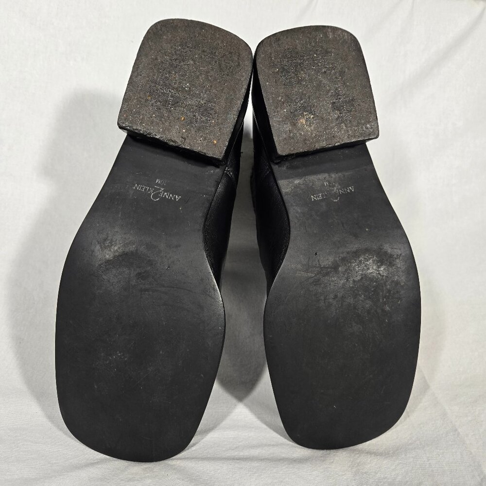 Vintage Y2K 90's BLACK Leather Chunky Platform Block Heel Chelsea Boot Size 10M - Picture 17 of 17